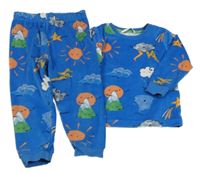 Modré plyšové pyžamo s mraky a sluníčky M&S