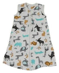 Bílý spací pytel so zvieratkami