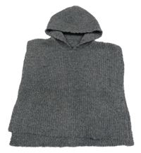 Tmavosivé svetrové pončo s kapucňou Primark