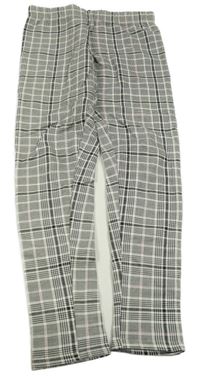 Čierno-bielo-ružové kockované zateplené legíny Page one young