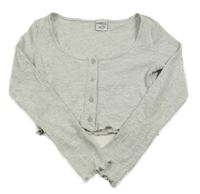 Svetlosivé rebrované crop tričko Page one young