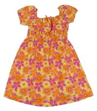 Růžovo-oranžovo-žluté květované šaty Primark
