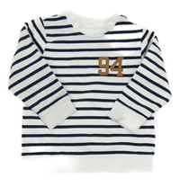 Bielo-tmavomodrá pruhovaná mikina s číslom H&M