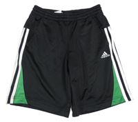 Černo-zelené sportovní kraťasy s logem Adidas