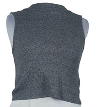 Dámský šedý melírovaný žebrovaný crop top H&M
