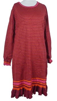 Dámské červeno-oranžové proužkované svetrové šaty AJC 