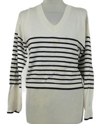 Dámsky bielo-čierny pruhovaný crop ľahký sveter H&M