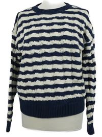 Dámský tmavomodro-bílý pruhovaný svetr 