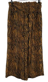 Dámské černo-medové vzorované culottes kalhoty s páskem George 