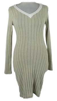 Dámské béžové žebrované úpletové šaty Shein 