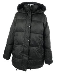 Dámská černá šusťáková zimní dlouhá bunda s kapucí Zara 