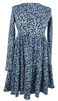 Dámske světlemodro-tmavomodré vzorované šaty Bershka