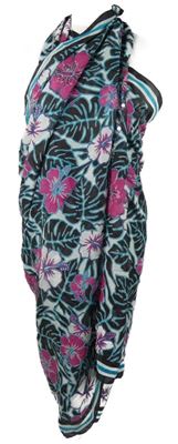 Dámské černo-modro-růžové květované pareo