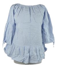 Dámska světlemodro-biela prúžkovaná peplum blúzka Very