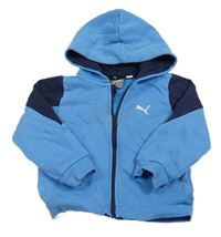 Modrá prepínaci mikina s logom a kapucňou zn. Puma