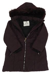 Mahagonový šusťákový zimní kabát s kapucí F&F