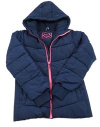 Tmavomodrá šušťáková zimná bunda s kapucňou Yigga