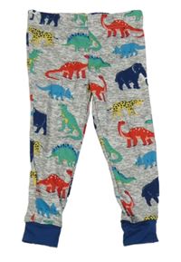 Šedo-bílé melírované spodní kalhoty s dinosaury