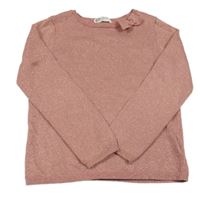 Růžov trblietavý ľahký sveter s mašlou H&M