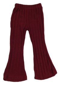 Červené melírované úpletové rebrované flare nohavice