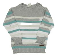 Sivo-bielo-modrý pruhovaný sveter Topomini