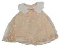 Světlerůžová květinová bavlněno/tylová halenka 