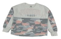 Bílo-army crop mikina s nápisom F&F