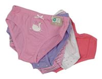 Nové - 5x kalhotky růžové s labutí, s hvězdičkami+ pruhované kids