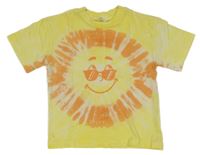 Žlto-oranžové batikované tričko so smajlíkom