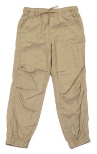 Béžové plátěné cuff kalhoty H&M