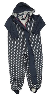Tmavomodrá puntíkatá nepromokavá kombinéza s kapucí Lupilu
