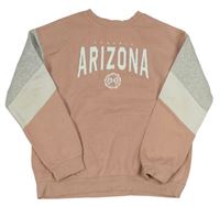 Starorůžová mikina s nápisem a šedými rukávy H&M