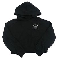 Čierna crop mikina s logom a kapucňou River Island