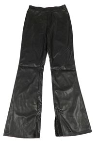 Čierne koženkové flare nohavice H&M