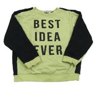 Limetkovo-čierna mikina s nápisom H&M