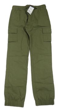 Nové - Khaki plátěné cuff cargo kalhoty Primark