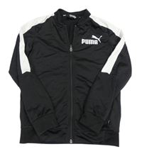Černo-bílá sportovní propínací funkční mikina s logem Puma 