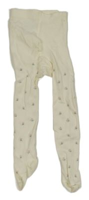 Smetanové punčocháče s kytičkami H&M