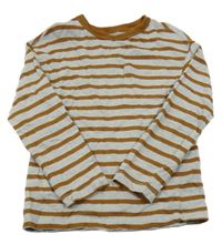 Šedo-medové pruhované triko s kapsičkou H&M