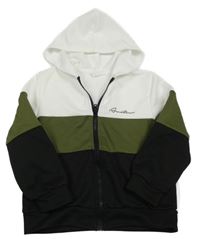 Bielo-kaki-čierna prepínaci mikina s kapucňou Shein