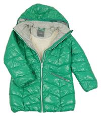 Zelený šušťákový pogumovaný zimný kabát s kapucňou Next