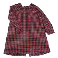 Červeno-tmavomodro-černo-bílé kostkované šaty s volánkem H&M