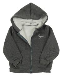 Tmavosivá vzorovaná prepínaci zateplená mikina s dinem a kapucňou Shein