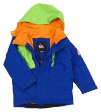 Safírovo-neonová šusťáková lyžařská bunda s kapucí Quiksilver