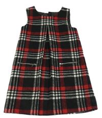 Červeno-čierno-biele kockované vlnené šaty Dunnes