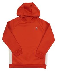 Červeno-bílá sportovní mikina s potiskem a kapucí