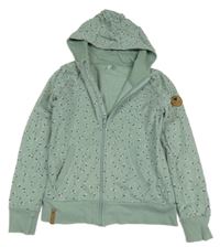 Zelenošedá květovaná propínací mikina s kapucí Yigga