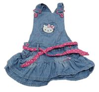 Modré rifľové na traké šaty s Kitty a opaskom