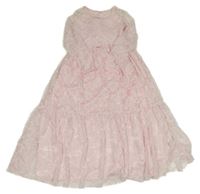 Svetloružové čipkové slávnostné šaty