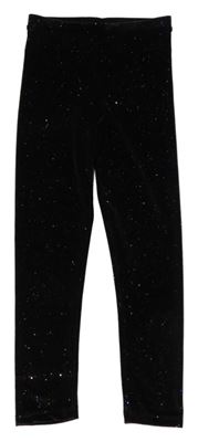 Čierne trblietavé zamatové legíny Matalan